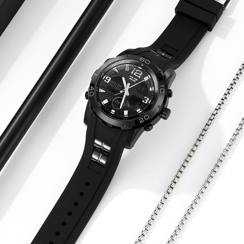 Men Digital Sports Watch Dual Dial Dual Time Display 50m