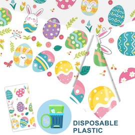 KUMSODE PVC Tablecloth Easter Egg Oilcloth Easter Egg Oilcloth Tablecloth Oilcloth for Celebrations, Cene in Family, 137 x 274 cm