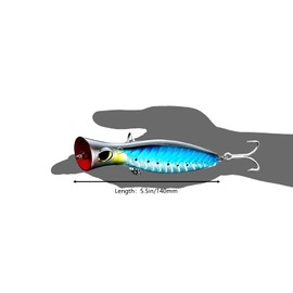OSP Topwater Fishing Lure, 5.5 inch Surface Popper, 1.86oz Sinking Minnow for Saltwater and Freshwater Bionic 3D Eyes VMC Hook Fishing Lures