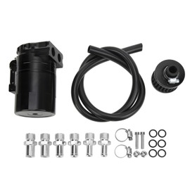 Car Oil Catch Can Internal Baffle Dual Chamber Filter Aluminium Alloy Engine Protection Universal Black