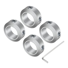 sourcing map Set Screw Shaft Collar for 12mm Shaft, 4pcs Clamping Collars 20mm OD, 8mm Thickness, Aluminum Alloy Clamp-On Collar with M5 Set Screws and a Wrench