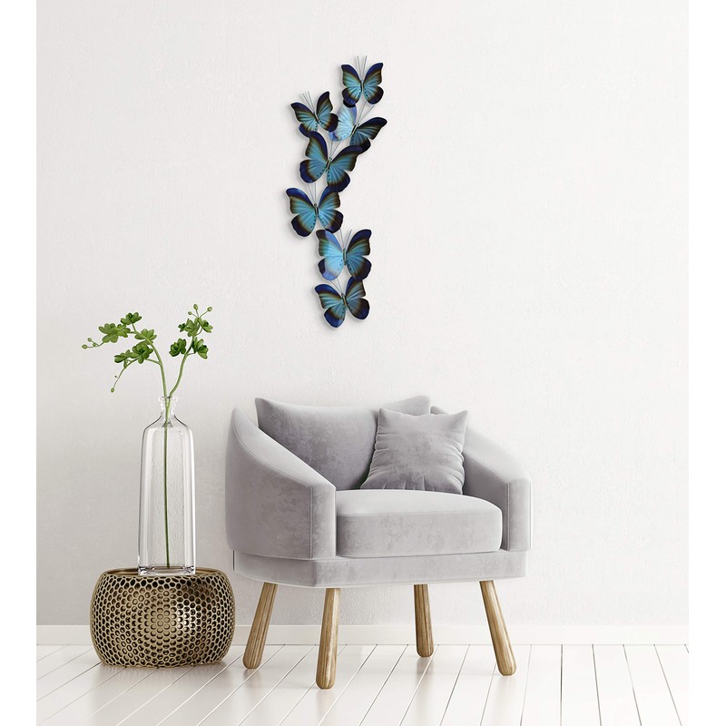Blue Butterflies Contemporary Metal Wall Decor