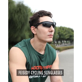 FEISEDY Men Sunglasses, Polarized Cycling Sunglasses, UV400 Sports Baseball Running Fishing Hiking Shades B2372,Black/Grey