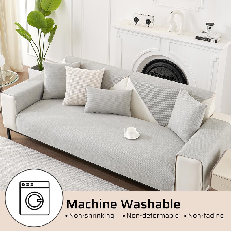 Ksriylm Anti-Scratch Couch Cover, Waterproof Sectional Couch Slipcover Jacquard Fabric,