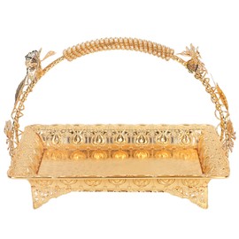 Coffee Serving Tray, Vintage Zinc Alloy Coffee Serving Tray with Handles, Vintage Metal Serving Tray Serving Tray for Coffee Table Bathroom