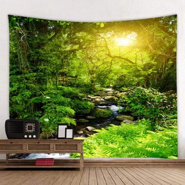 BOYOUTH Tapestry Wall Hanging,Creek in the Jungle Under the Sun Photos Digital Print Wall Tapestry Home Decor for Living Room Bedroom Dorm,78.7" Wide By 59.1" High