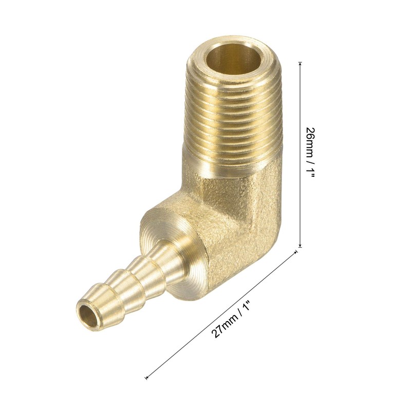 sourcing map Brass Hose Barb Fitting Elbow 3/16 Inch x
