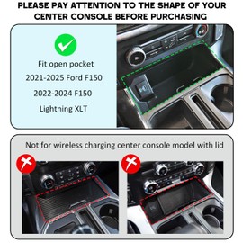 SENSHINE Center Console Organizer Tray for Ford F150 2021-2024 2025/Lightning XLT 2022-2024 Interior Accessories Hidden Insert Storage Box with USB Hole Fit Front Shifter Open Pocket (Red)