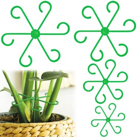CustomyLife 8pcs Climbing Houseplant Stem Supports, 4 Sizes Plastic Plant Stem Holders Reusable Flower Plant Growth Stakes Trellis Stem Growth Accessories for Plant Garden
