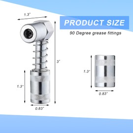 Wevdn 90 Degree Grease Coupler Adapter, Sturdy Steel Grease Coupler Adapter with Sleeves for Tight Spaces, Grease Gun Lubrication Tool for Car Farm Truck Industrial Use (Big Sleeve)