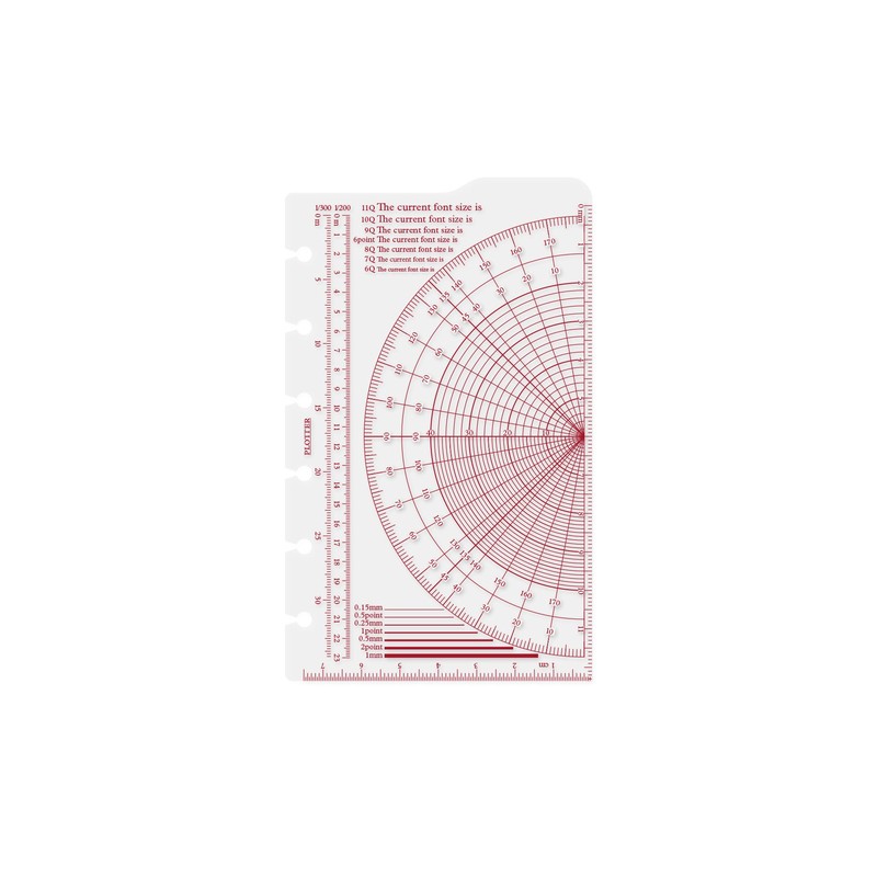 Midori 77716439 Mini 6-Hole Size Plotter/Plotter, Scale Underlay