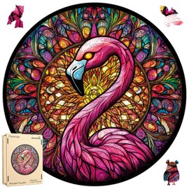 Qiuenisray Wooden Puzzles for Adults 500 Piece, Flamingo Jigsaw Puzzles, Unique Shape Adult Puzzles, Irregular Christmas Thanksgiving Gifts for Family Friend(16.5 * 16.5 in)