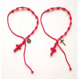 Fuchsia Cord Wrist Rosary Bracelet Extra Long (2 pieces)