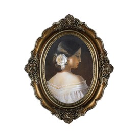 Daimix 4x6 Bronze Vintage Oval Picture Frame, Retro Art Deco Frames, Antique Gold Photo Frames for Tabletop or Wall Hanging, Glass Front