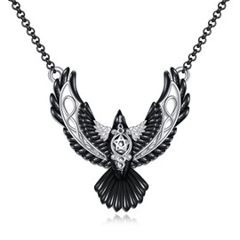 DAYLINLOVE Raven Necklace S925 Sterling Silver Celtic Flying Raven Pendant Necklaces Crow Necklace Jewellery Gifts for Men Women