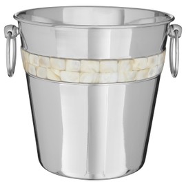 Premier Housewares Champagne Bucket with Mother of Pearl Inlay Design, Silver