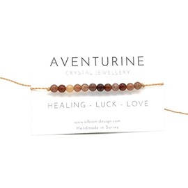 Albion Design - Crystal Anklet - Beaded Crystal Anklet - Dainty Crystal Anklet - Unisex Crystal Anklet - Gemstone Anklet (Aventurine)