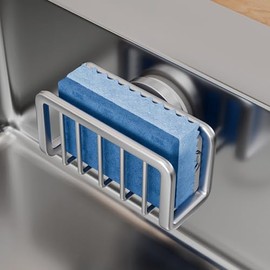 TAILI Soporte de esponja plateado para fregadero de cocina con ventosa