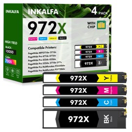 972X 972A Ink Cartridges Remanufactured Replacement for HP 972 X for HP Pagewide Pro MFP 477dw 577dw 477dn 452dn 552dn 552dw P55250dw Printer High Yield (4 Pack, Black, Cyan, Yellow, Magenta)