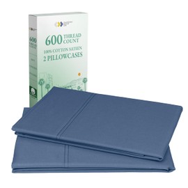 CALIFORNIA DESIGN DEN Luxuriously Soft Hotel Quality 600 Thread Count, 100% Cotton Set of 2 Cases, Crisp & Cool Pillow Cases King Size, Set of 2, Fits King Pillows (Dark Blue)