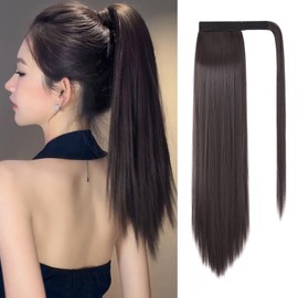 Yokosen Ponytail Wig, Black Hair, Ponytail Extension, Twin Tails, Bun Wig, Long, 19.7 inches (50 cm), Straight Hair Extension, Point Wig, Hair Arrangement, Adults, Kids, Coming-of-Age Ceremonies