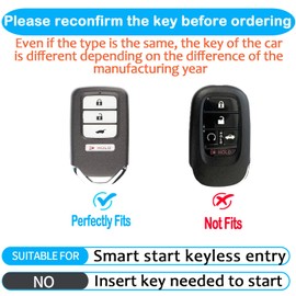 Sindeda for Honda Key fob Cover with Leather Keychain,Soft TPU Full Cover Protection,Key fob case Compatible Honda Accord Civic CRV Pilot Odyssey Passport Smart Remote Key 4-Buttons (White)