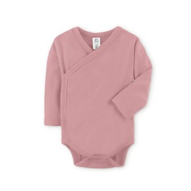Colored Organics Baby Organic Cotton Kimono Bodysuit - Long Sleeve Infant Side Snap One Piece - 0-3 Months - Dusty Rose