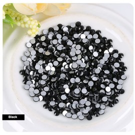 Onwon 1440 Pcs Crystal Flat Back Brilliant Round Rhinestones Glass Stones Glitter Gems Faux Diamond for Craft,Nail Art,Shoes,DIY Decorations (SS16 / 4mm, Black)