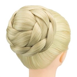 IMISSU Large Size Dancer Braided Chignon Hair Cover Donut Hairpieces Scrunchie Hair Bun Wig Updo on Wedding Party (M3 Dirty Blonde)