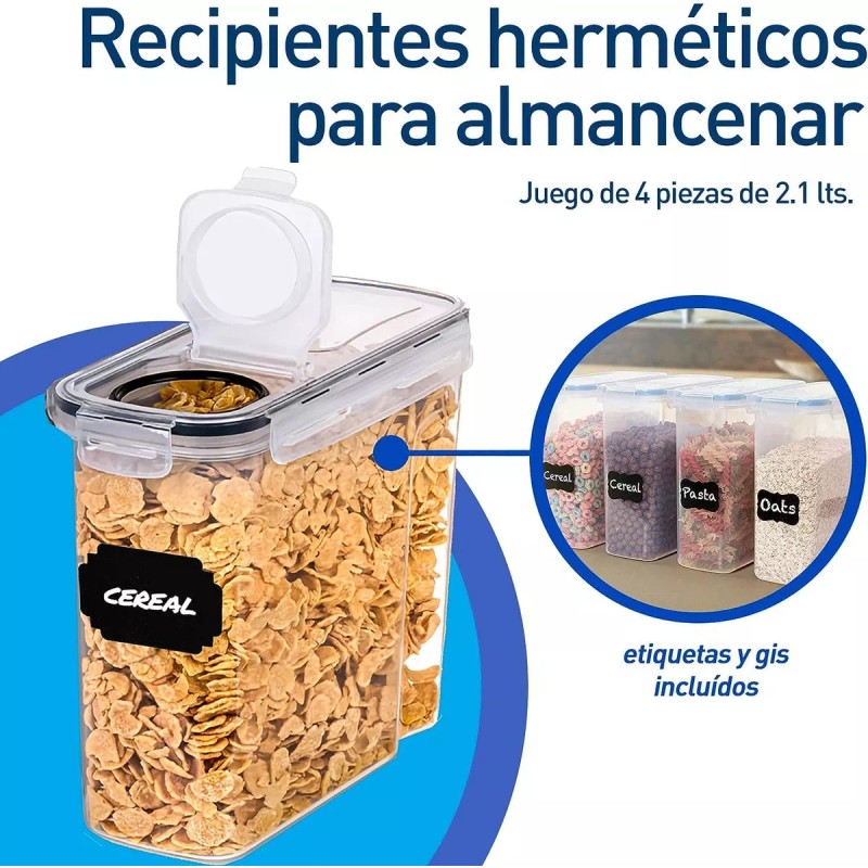 Bluelander Juego De 20 Recipientes Herméticos De Plástico Para Cereales