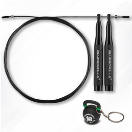 BLUEGORILLA Springseil Profi Ultraleicht Aluminium Crosstraining Boxen, Fitness Doppellager System - Höhere Geschwindigkeit (schwarz)