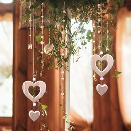 KLINNA 2 Stück Herz Hängedeko aus Holz | Dekoherz & Dekoaufhänger für Fensterdeko oder Wanddeko | Holz Anhänger für Hochzeit, Valentinstag & als Geschenkidee (WD0038)