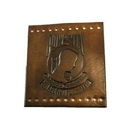 Heavy Duty Antiqued Black Leather Motorcycle Grip Covers Embossed POW/MIA for Hd Motorcycles