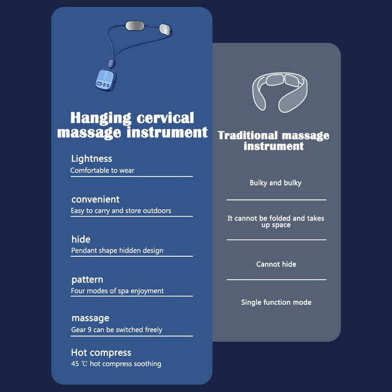 Mini Neck Massager Portable Cervical Spine Massage Device Pulse Hot