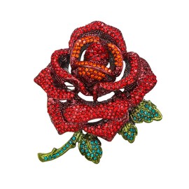BriLove Women's Fashion Large Statement Austrian Crystal Rhinestones Rose Flower Brooch Pin for Party Prom
