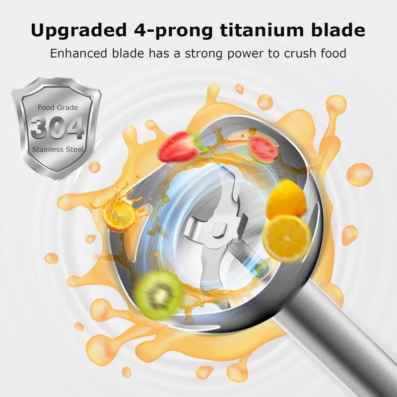 Bonsenkitchen Hand Blender 2-Speed Stick Mixer, Stainless Steel