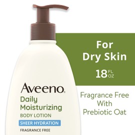Aveeno Aveeno Sheer Hydration Daily Moisturizing Fragrance-Free Lotion with Nourishing Prebiotic Oat, Fast-Absorbing Body Moisturizer for Dry Skin with Lightweight, Breathable Feel, 18 fl. oz