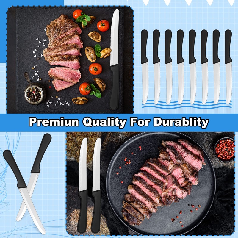 Geelin 50 Pieces 8.5 Inch Rounded Serrated Blade Steak Knives