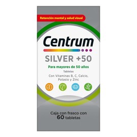 Centrum Silver +50 Multivitaminico, Con Vitamina B, Vitamina C, 60 Tabletas