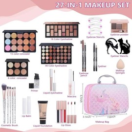 여행 메이크업 키트 십대 소녀를 위한 팔레트 세트 파운 아이섀도 여성을 박스를 선물 가진 Travel Makeup Kit Palette Set for Teen Girls with Boxed Gift Matte Eyeshadow for Women [Colors 18]