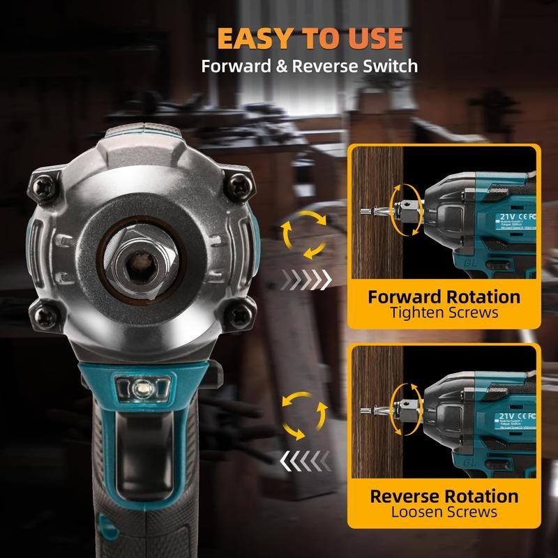 300N.m Cordless Impact Wrench 21V Torque Power Impact Driver with