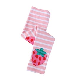 KISSOURBABY Girls Toddlers Leggings Fashion Stretch Pants Comfortable Bottoms,Pink Stripes Strawberry,5T