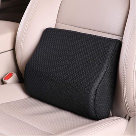 TISHIJIE Memory Foam Lumbar Support Pillow for Car - Lower Back Support Cushion for Driving, Back Pain Relief for Car Seat, Office Chair, Wheelchair (Black)