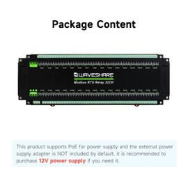 Waveshare Modbus RTU 32-Ch Relay Module, RS485 Interface, with Multiple Isolation Protection Circuits, Industrial-Grade, Rail-Mount Case