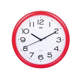 Trevi OM3301 - Completely silent 25.5cm diameter quartz round wall clock with sweep movement - Red