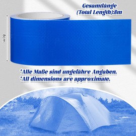 Sinmoe PE Tarpaulin Tape with High Adhesion, Waterproof Truck Tarpaulin Repair Kit, Tent Patch, Repair Tape for Trucks, Fabric Tarpaulin, Patches (Blue, 8 cm x 8 m)
