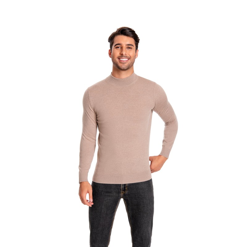 WOSICA Men's 100% Extrafine Merino Wool Long Sleeve Mock Neck