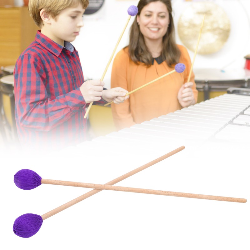 1 Pair Marimba Stick Mallets Beech Handle Xylophone Instrument Accessories