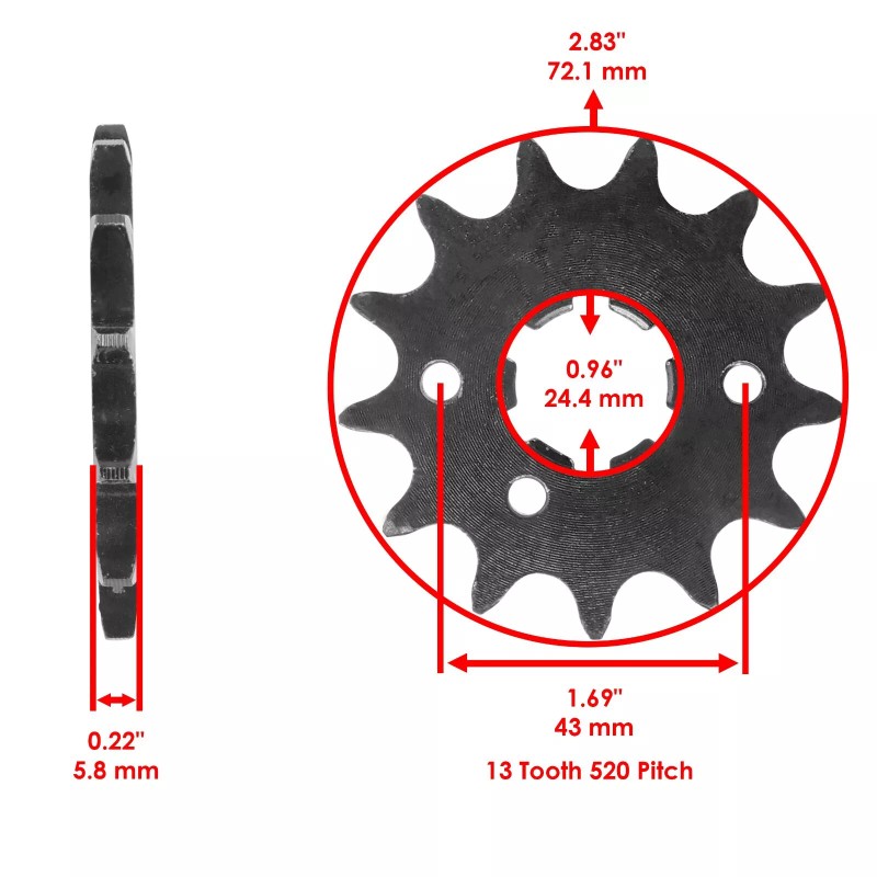 Caltric Black Drive Chain And Sprockets Kit for Yamaha Warrior