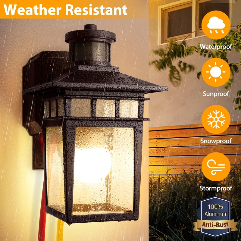 APOTO 2 Pack Porch Lights with GFCI Outlet,Bronze Dusk to